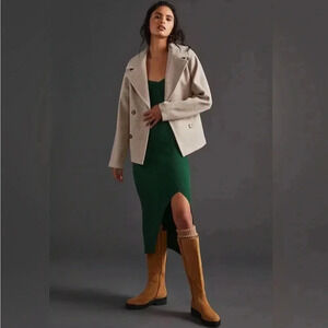 Avec Les Filles Anthropologie Jacket in Beige & Tortoise Shell Buttons